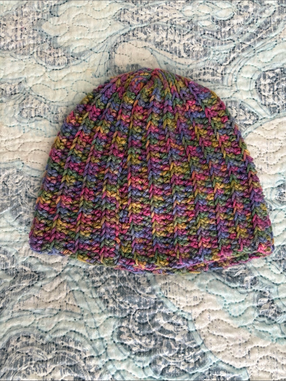 Hand Crafted Multicolor Crochet Kids Beanie - Purple, Pink, Green, Blue